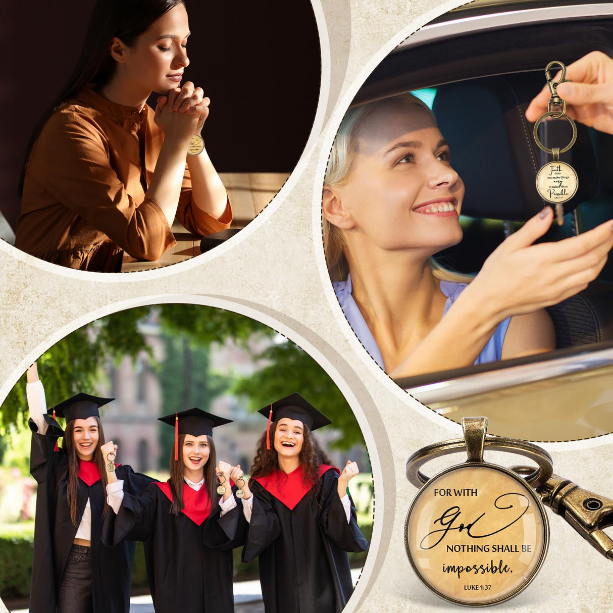 Fumete Christian Keychain Bulk Bible Verse Religious Keychain Scripture Quote Inspirational Gifts Supplies for Men Women (Vintage, 9)