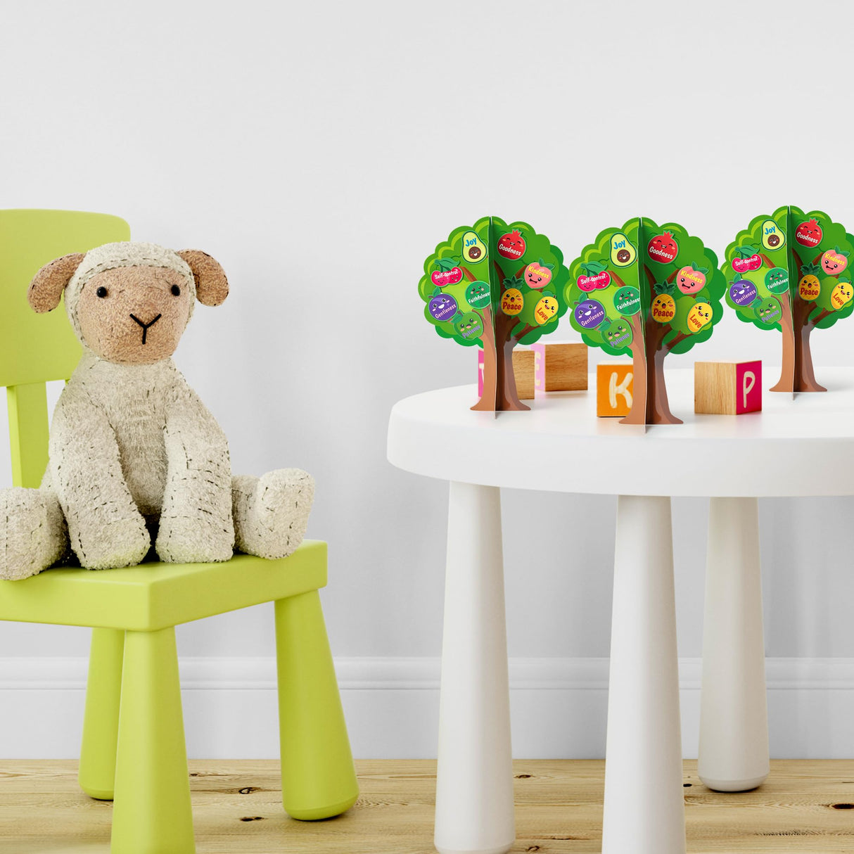 AgincBerry 16 Set Fruit Bible Trees Craft Kits Make Your own Fruit Bible Accents Tree DIY Christian Religious Early Learning Craft Kit Sunday School Classroom Church Craft for Kids Home Fun Activities