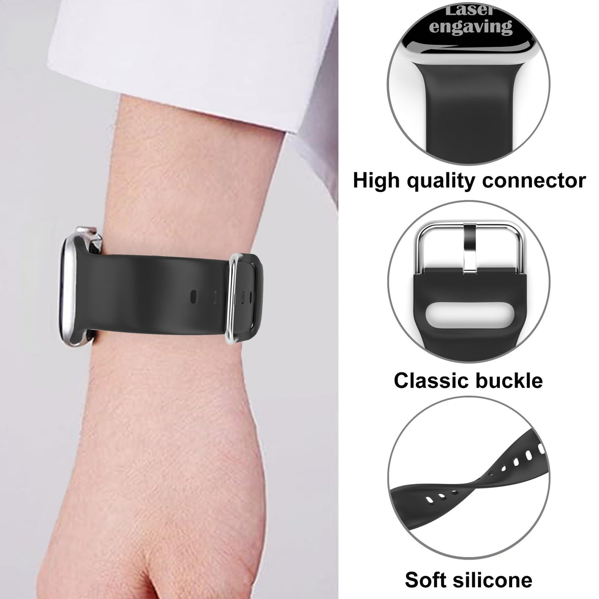 God is Greater Than the Highs and Lows Watch Band compatible with Apple Watch Laser Engraved iWatch Band Silicone 38mm 40mm 41mm 42mm 44mm 45mm 46mm 49mm Strap Jesus Psalm Christian God Blessed (42/44/45/46/49mm M/L, Black)