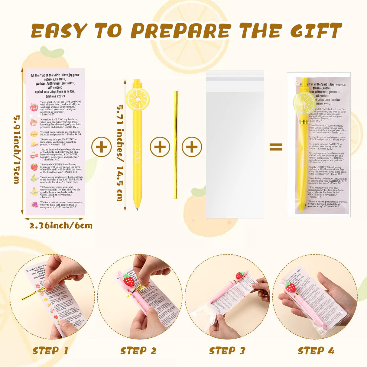 Gilprop 36 Set Easter Fruit Religious Gifts Christian Pens with Spirit Bookmarks for Kids Spiritual Fruit Bible Verse Pens Classroom Gifts for Students Graduation Church Vacation Bible School