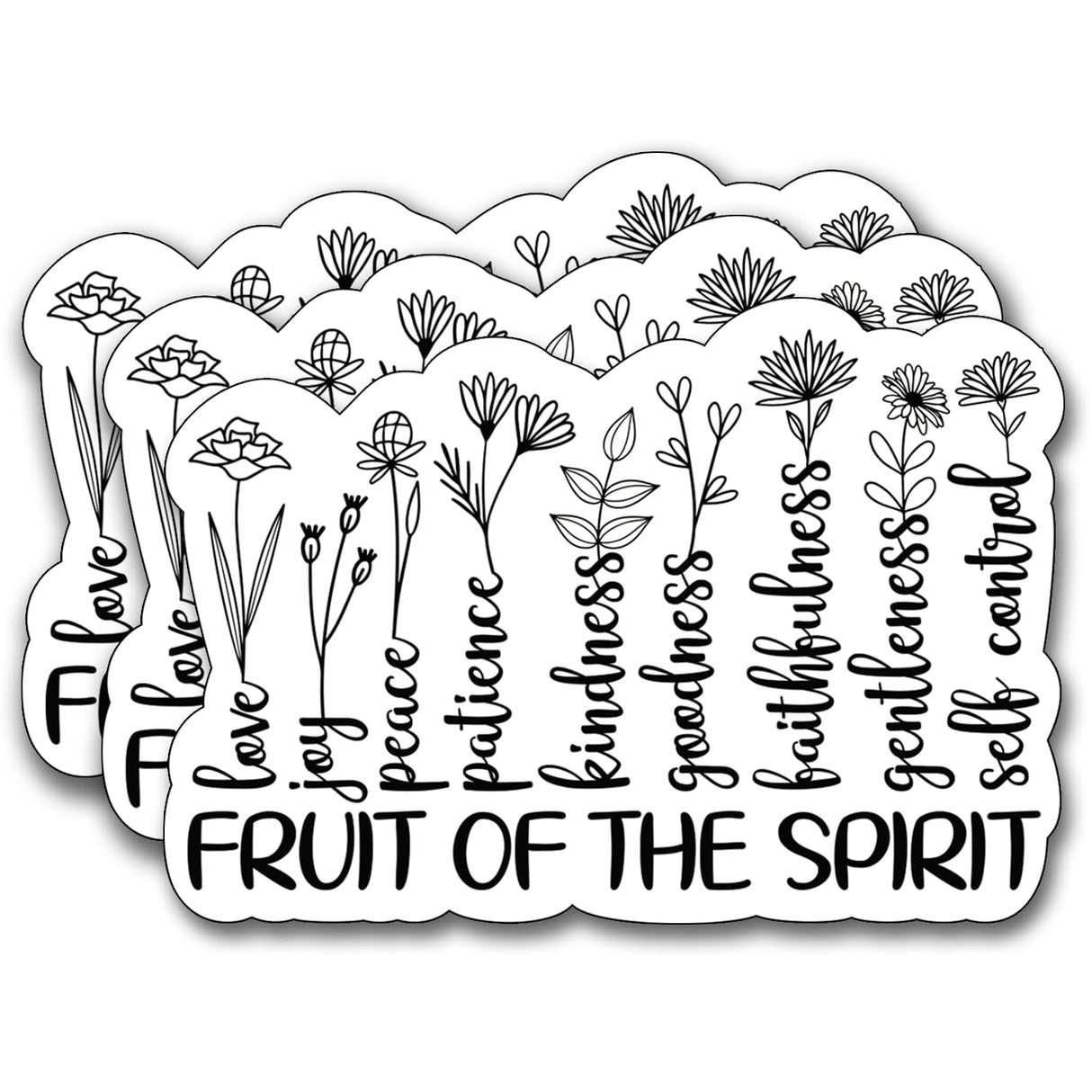 (3Pcs) Fruit of The Spirit Sticker, Christian Decorate Books Laptop Phone Water Bottles Kindles Stickers Tumbler Sticker Waterproof Vinyl Decorate Sticker 3" Inch