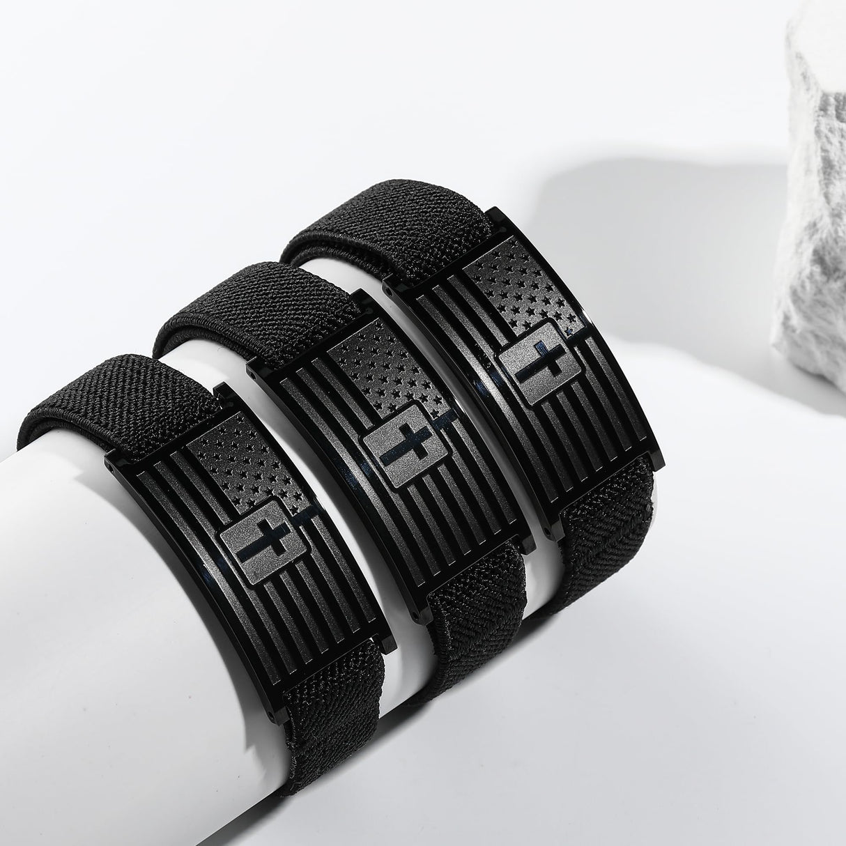 Zocomi Cross Bracelet for Men Boys, Black American Flag Military Bible Verse Christian Religious Jewelry Valentines 2025 Graduation Gifts Ideas Male Teen Teenage Kids Age Son Him Joshua 1:9