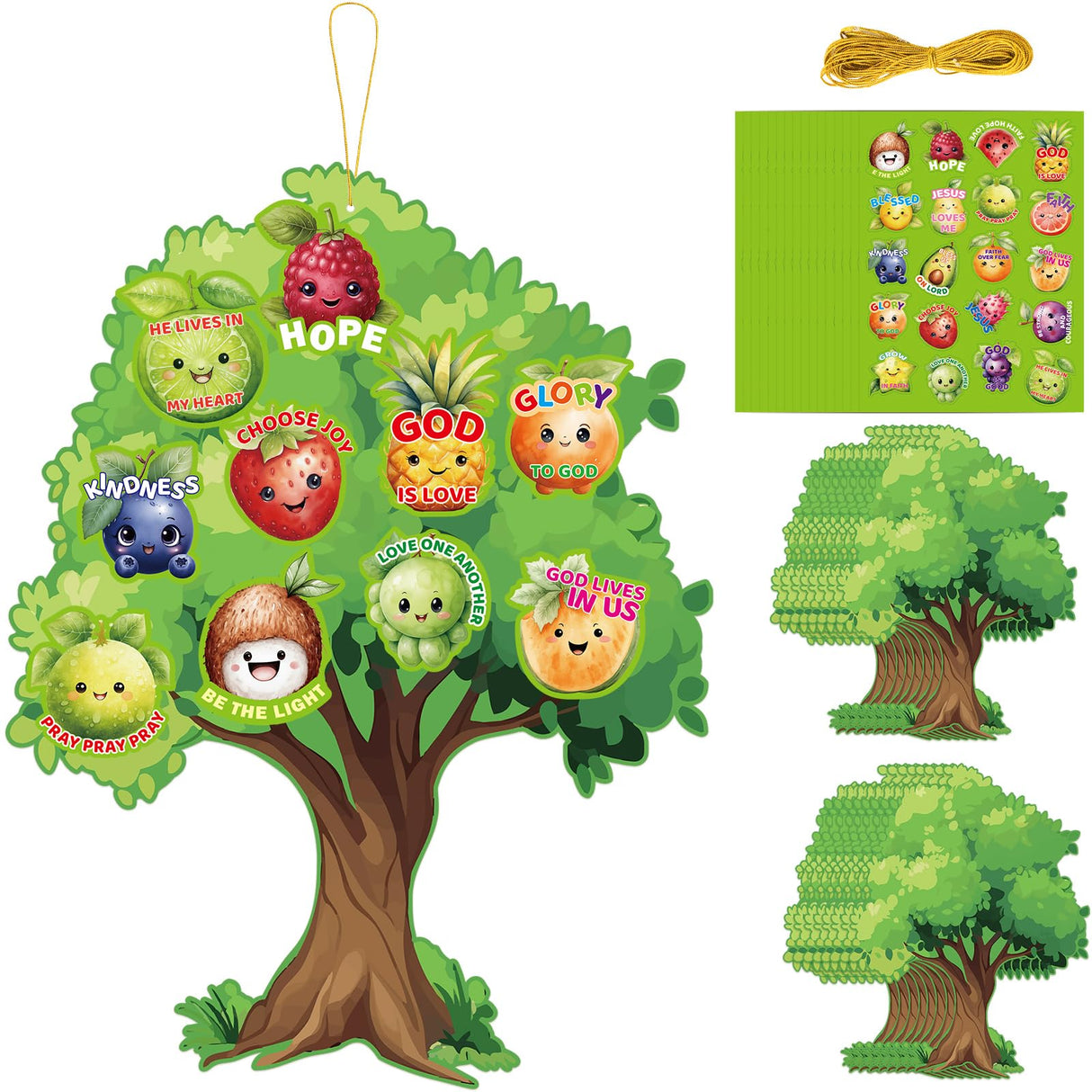 Fancy Land Fruit of The Spirit Craft for Kids Make Your Own Fruit Bible Tree Craft Kits DIY Religious Project for Church School Classroom VBS Activities 16 Sets