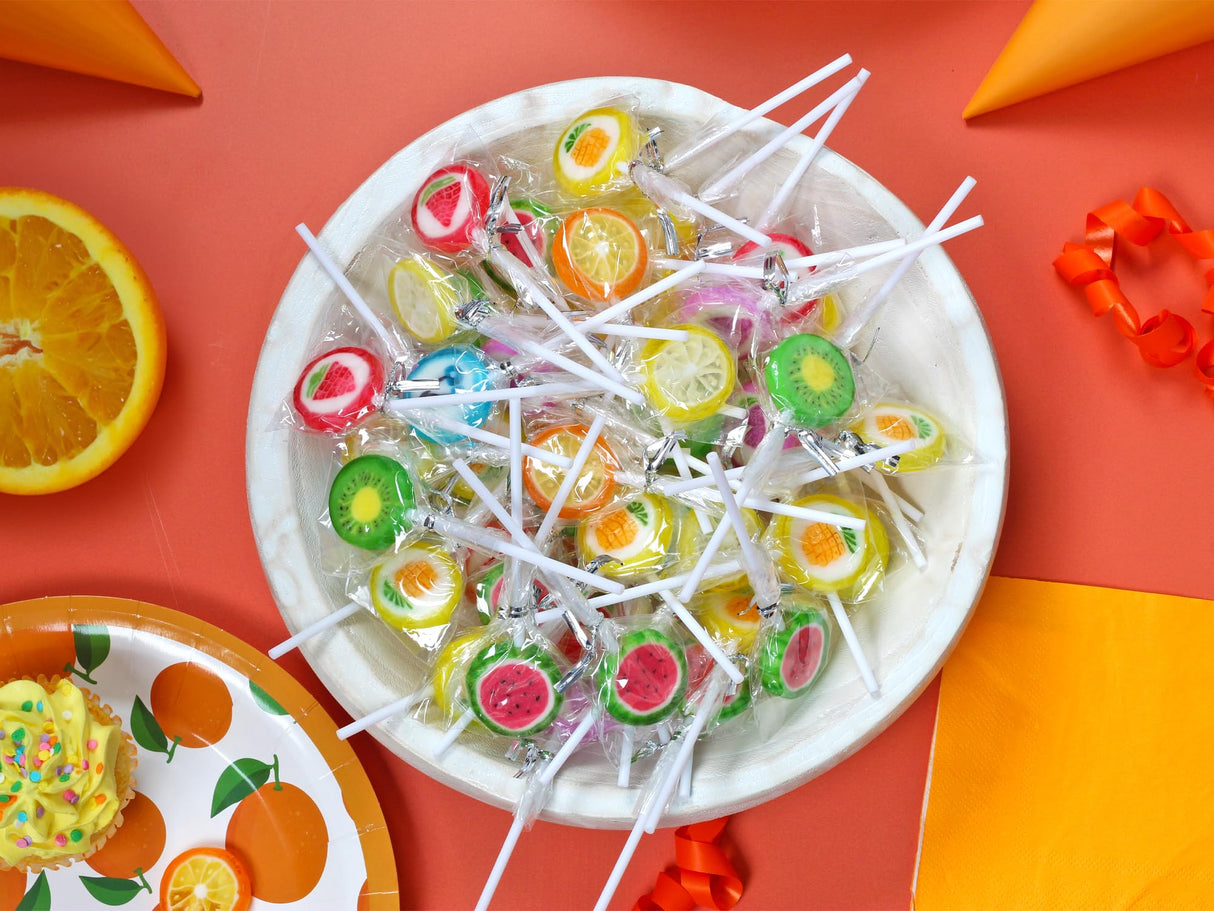 Fruit Slices Candy - Fruit Lollipops Bulk 1 lb Bag of Individually Wrapped Candy Suckers - Hard Candies Assortment - Great for Candy Buffet - Birthday Treat Bags - Yummy Candy for Kids and Adults