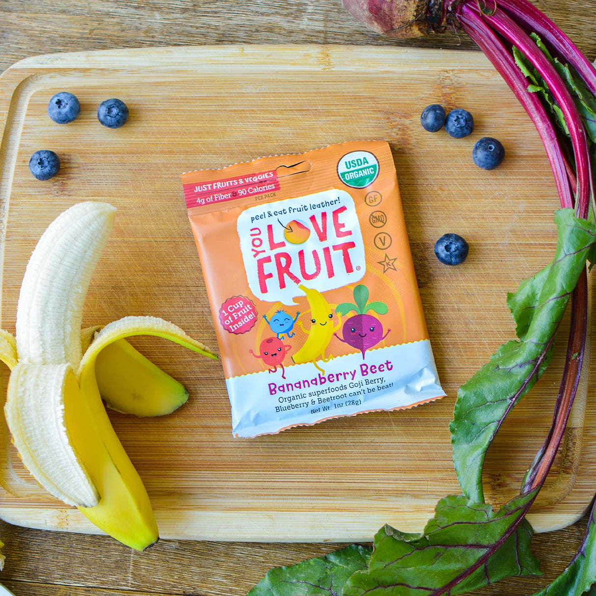 YOU LOVE FRUIT – BANANABERRY BEET All Natural Fruit Snacks, Healthy Snack Pack, Real Fruit! Gluten Free, Non GMO, Vegan, Fiber packed, Low Fat, Kosher, Variety Pack, Great For Adding To Gift Box, 1.0 oz (Pack of 12)