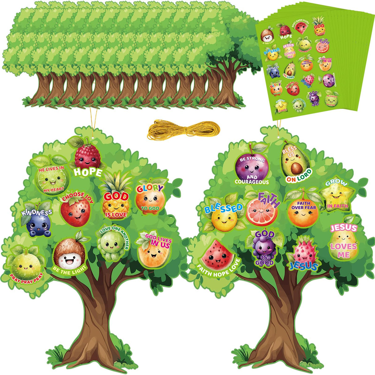 Fancy Land Fruit of The Spirit Craft for Kids Make Your Own Fruit Bible Tree Craft Kits DIY Religious Project for Church School Classroom VBS Activities 16 Sets
