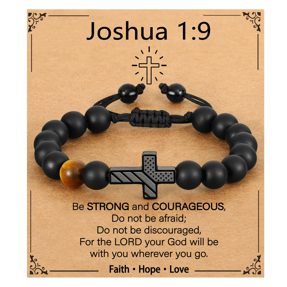 P.BLAKE Cross Bracelet Gifts for Men Boys, Christian Religious Jesus Easter Catholic Christmas Teen Boys Gifts Ideas Jewelry Presents for Son Grandson Teenage Birthday 8 10 12 14 16 18 13 Year Old 8-12 Ages
