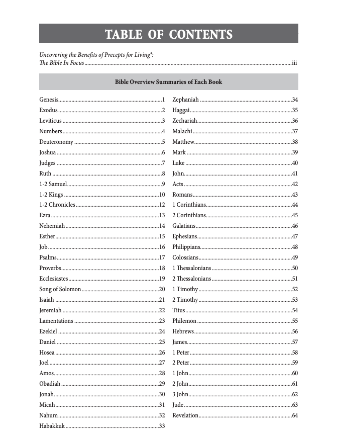 Precepts for Living®: The Bible In Focus Summaries of Each Book (2025-2026)
