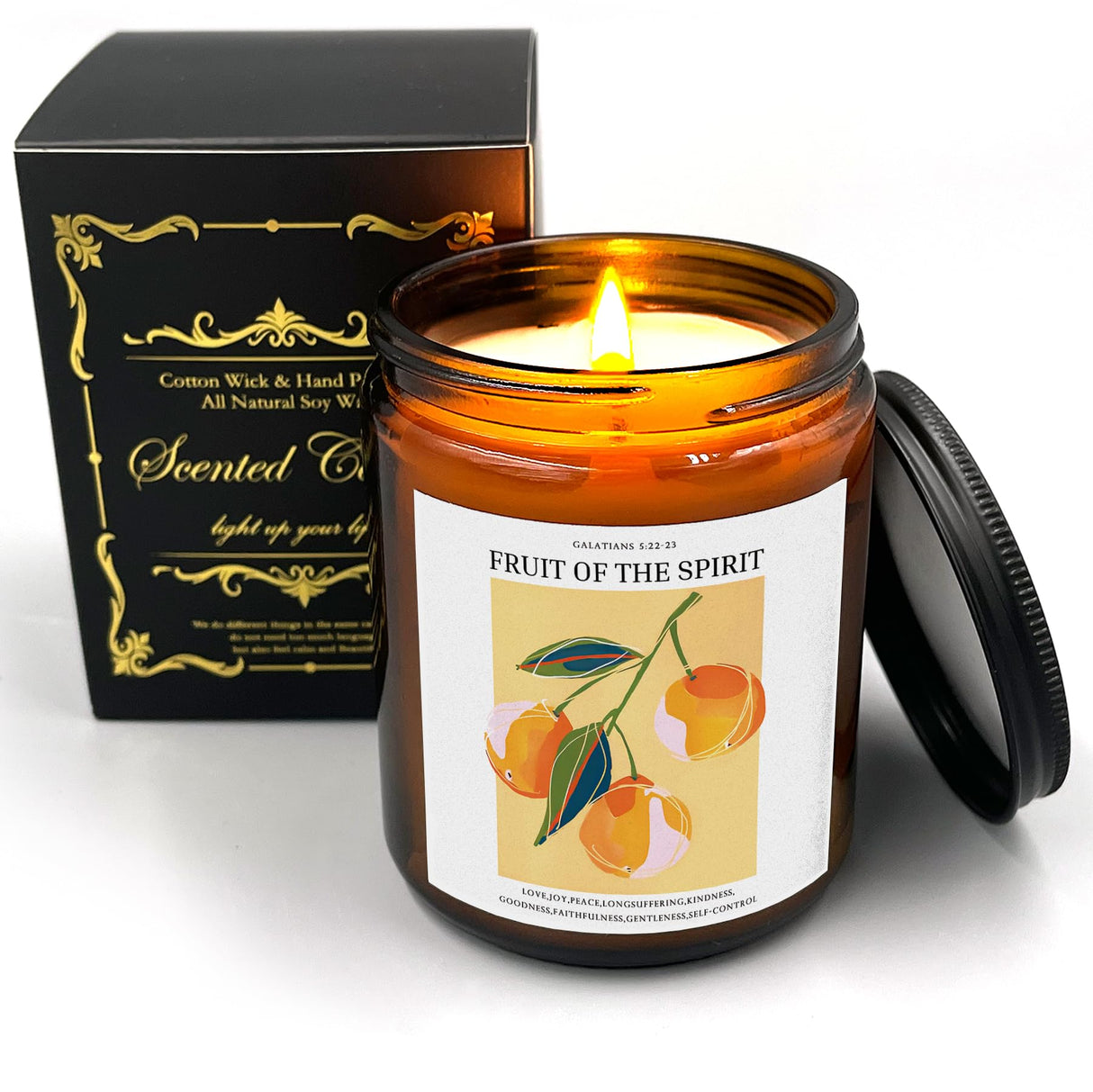 Christian Candles,Christian Candles Gifts for Women,Religious Candles,Fruit of Spirit Candle,Love Joy Peace Kindness Candle,galatians 5：22-23 Candles Cologne Candle 8 oz/40h