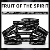 Huquary 48 Pcs Inspirational Scripture Silicone Wristbands Religious Love Joy Peace Patience Wristband Set Motivational Fruit of the Spirit Galations Christian Bracelet for Men Women Teens