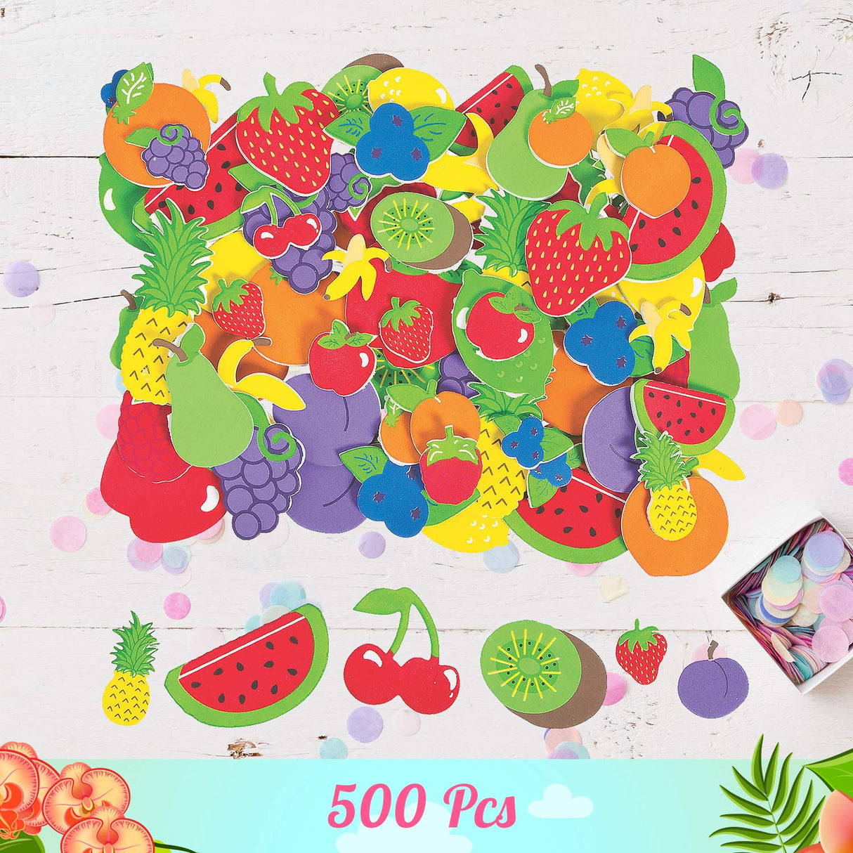 Fabulous Foam Fruit Shapes - 500 Pieces - Crafts for Kids and Fun Home Activities