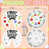 Spiareal 30 Set Fruit of The Spirit Coloring Wheel for Kids with Silver Fasteners Coloring Sunday School Crafts DIY Religious Craft for Christian Bible Art Activity