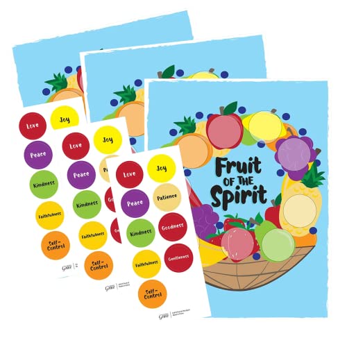 Fruits of The Spirit Religious Activity Card with Stickers, Sunday School Crafts and Learning Supplies, Pack of 3