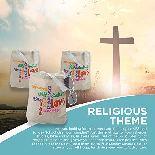 Fun Express Fruit Of The Spirit Tote Bags, Set of 12 - Church Welcome and Gift Bags and Religious Supplies