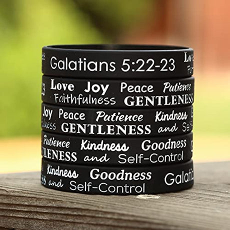 Ten (10) Love Joy Peace Patience Bracelets - Galations Fruit of The Spirit Wristbands