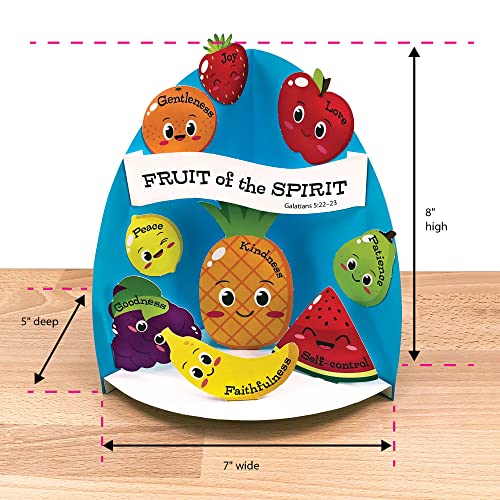 FreshCut Crafts | Fruit of The Spirit Easy 3-D Punch-Out Bible Craft Kit – Makes 10 Tabletop Display Crafts for Sunday School, Homeschool Classrooms US Made Quality Card Stock, NOT Foam