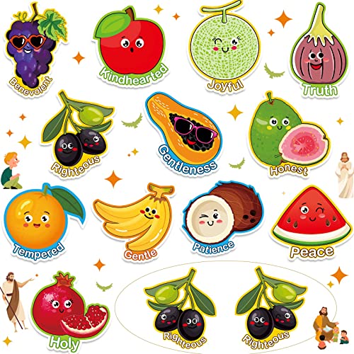 60 Pcs Fruit of The Spirit Bulletin Board Decorations Fruit Cutouts Classroom Cafeteria Decorations for Sunday School Christian Party Children Kids Home Wall Bible Crafts Art Activities